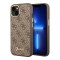 Чехол Guess PU 4G Script metal logo Hard для iPhone 14, коричневый