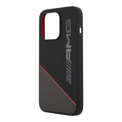 Чехол AMG Liquid Silicone Two tones Red line Hard для iPhone 14 Pro, черный