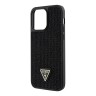 Чехол Guess Diamond Rhinestone Triangle metal logo Hard для iPhone 14 Pro, черный