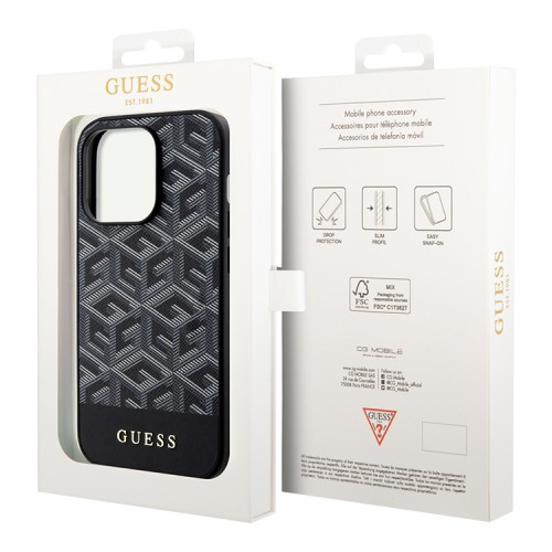 Чехол Guess PU G CUBE Hard для iPhone 13 Pro, черный (MagSafe)
