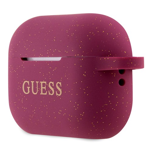 Чехол Guess Silicone Glitter с кольцом для Airpods Pro 2, фуксия