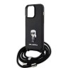 Lagerfeld для iPhone 15 Pro чехол Crossbody PU Saffiano NFT Karl Ikonik Metal Hard Black