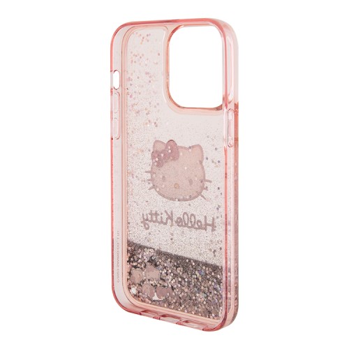 Hello Kitty для iPhone 15 Pro Max чехол Liquid Glitter Kitty Head Hard Pink