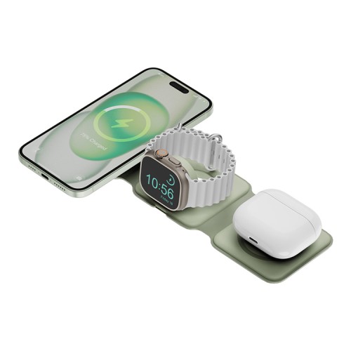 EnergEA Беспроводное СЗУ Bazic GoMag Trio PLUS magnetic wireless foldable 15W Sage