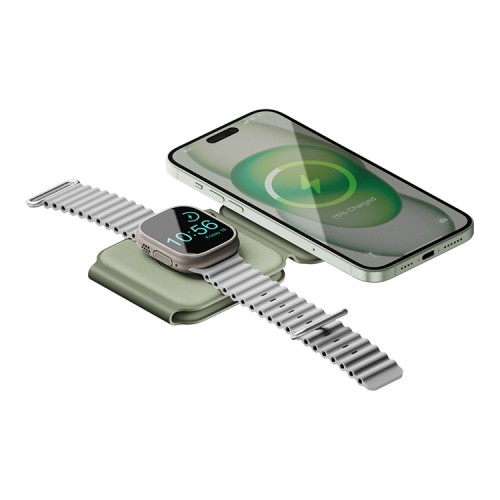 EnergEA Беспроводное СЗУ Bazic GoMag Trio PLUS magnetic wireless foldable 15W Sage