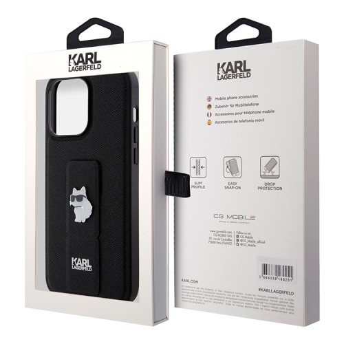 Karl Lagerfeld для iPhone 13 Pro Max чехол GripStand PU Saffiano NFT Choupette metal Hard Black