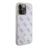 Guess для iPhone 15 Pro Max чехол PU 4G Gold pattern Triangle metal logo Hard White