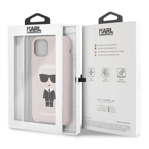Чехол Karl Lagerfeld Liquid silicone Ikonik Karl для iPhone 11, розовый