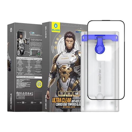 BlueO стекло для iPhone 16 Pro, 3D AR Curved Hot Bending Anti-reflective Black (+installer)
