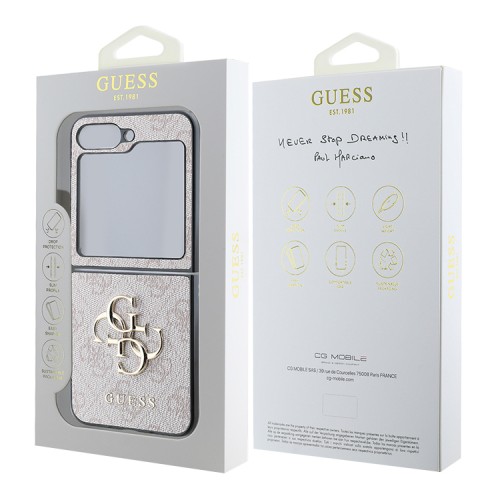 Guess для Galaxy Z Flip 6 чехол PU кожа 4G Big metal logo Pink