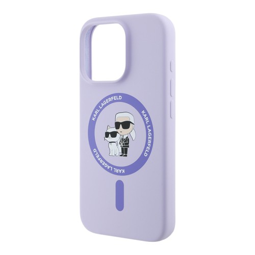 Karl Lagerfeld для iPhone 16 Pro Max чехол Liquid Silicone NFT Karl&Choupette Purple (MagSafe)