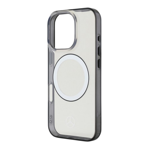 Mercedes для iPhone 16 Pro чехол PC/TPU Transparent with Black Ring, Clear (MagSafe)