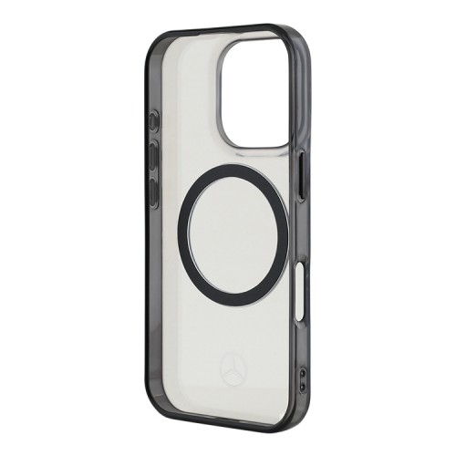 Mercedes для iPhone 16 Pro чехол PC/TPU Transparent with Black Ring, Clear (MagSafe)
