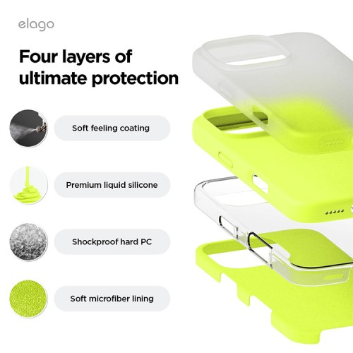 Elago для iPhone 16 Pro Max чехол Soft silicone (Liquid) Neon Yellow
