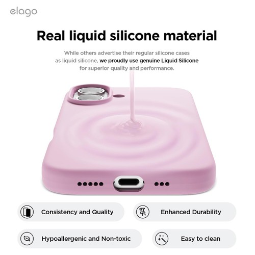Elago для iPhone 16 чехол Soft silicone (Liquid) Light Lilac