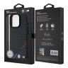 BMW для iPhone 16 Pro Max чехол PU Carbon Tricolor Metal logo Hard Black (MagSafe)