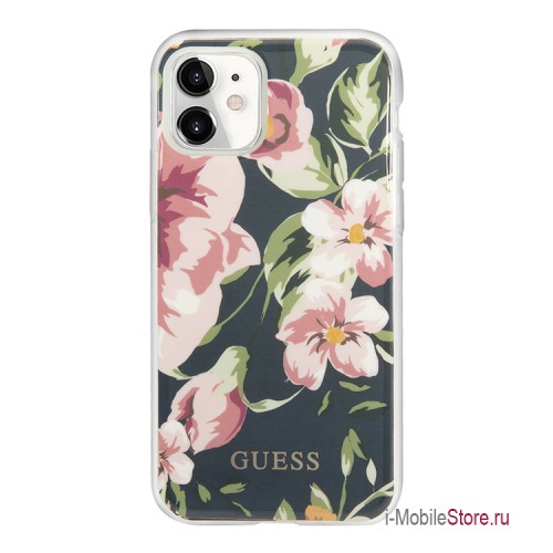 Чехол Guess Flower Hard Shiny N.3 Navy для iPhone 11