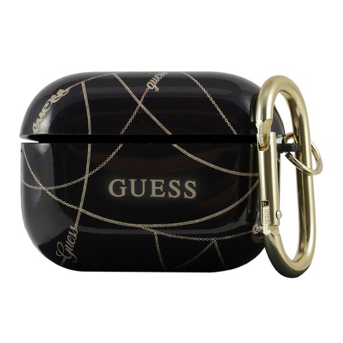 Чехол Guess Chain с кольцом для Airpods Pro, черный