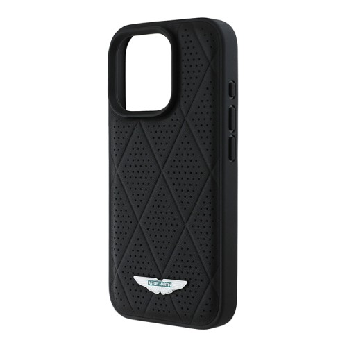 Aston Martin для iPhone 16 Pro Max чехол Leather Perforated Quilted Diamonds Hard Black