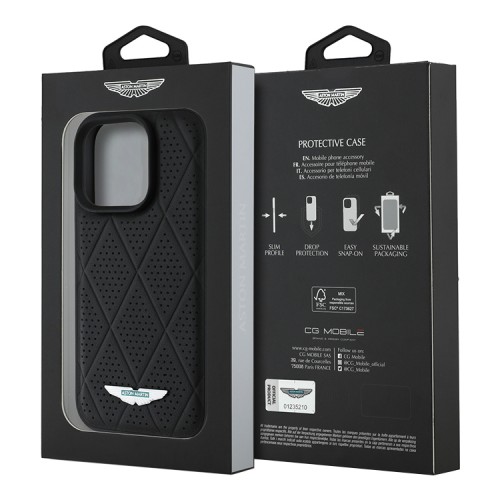 Aston Martin для iPhone 16 Pro Max чехол Leather Perforated Quilted Diamonds Hard Black