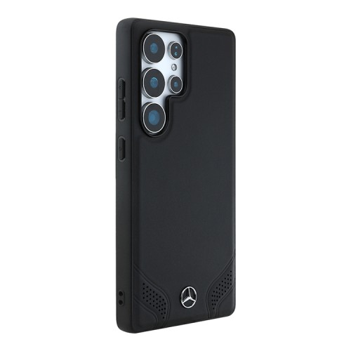 Mercedes для Galaxy S25 Ultra чехол Leather Curved Stitches Hard Black