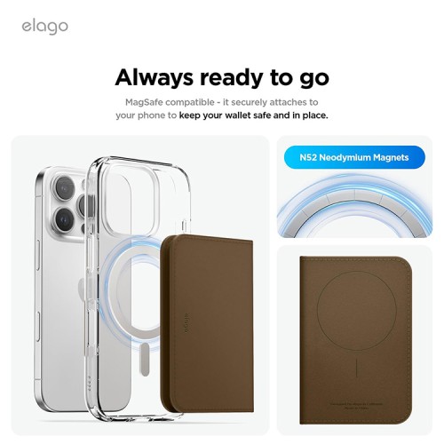 Elago магнитный бумажник MagSafe Card Pocket PU Leather Taupe