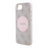 Guess для iPhone 16e чехол PU 4G with Round Patch Metal logo Hard Pink (MagSafe)
