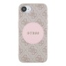 Guess для iPhone 16e чехол PU 4G with Round Patch Metal logo Hard Pink (MagSafe)
