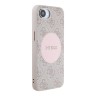 Guess для iPhone 16e чехол PU 4G with Round Patch Metal logo Hard Pink (MagSafe)