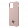 Чехол Guess Liquid Silicone Triangle metal logo для iPhone 12 mini, розовый