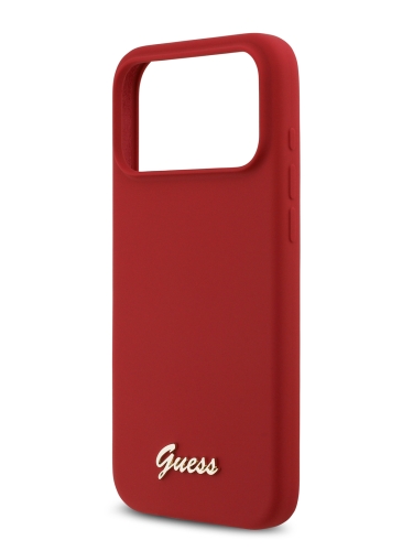 Guess для iPhone 17 Pro чехол Liquid silicone Gold metal logo Hard Magenta (MagSafe)