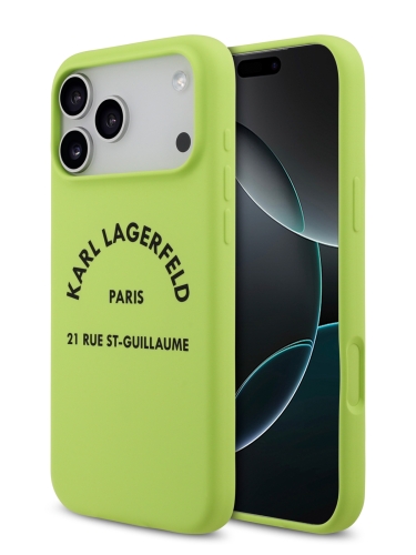 Karl Lagerfeld для iPhone 17 Pro Max чехол Liquid silicone RSG logo Hard Green (MagSafe)