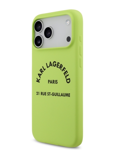 Karl Lagerfeld для iPhone 17 Pro Max чехол Liquid silicone RSG logo Hard Green (MagSafe)