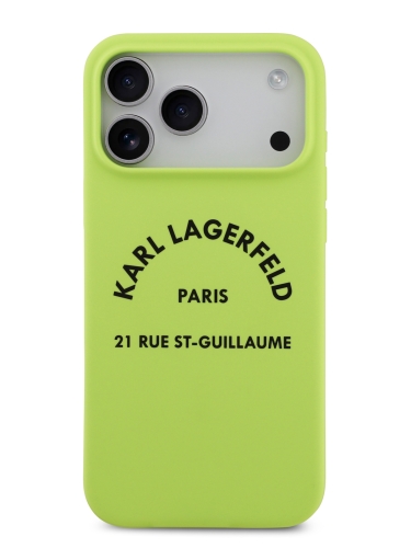 Karl Lagerfeld для iPhone 17 Pro Max чехол Liquid silicone RSG logo Hard Green (MagSafe)