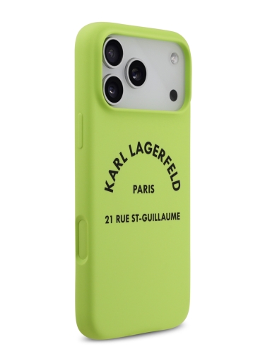 Karl Lagerfeld для iPhone 17 Pro Max чехол Liquid silicone RSG logo Hard Green (MagSafe)