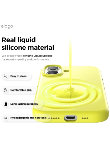 Elago для iPhone 17 чехол Magnetic Silicone Neon Yellow (MagSafe)