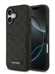 Karl Lagerfeld для iPhone 17 чехол PU Saffiano Monogram with Cardslot Hard Black