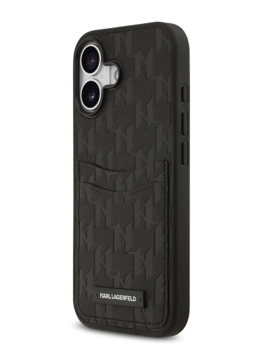 Karl Lagerfeld для iPhone 17 чехол PU Saffiano Monogram with Cardslot Hard Black