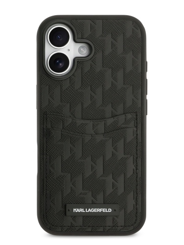 Karl Lagerfeld для iPhone 17 чехол PU Saffiano Monogram with Cardslot Hard Black