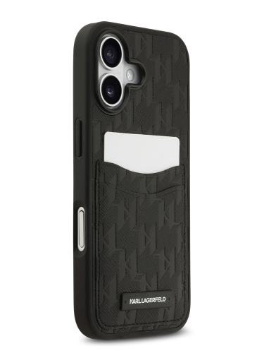 Karl Lagerfeld для iPhone 17 чехол PU Saffiano Monogram with Cardslot Hard Black