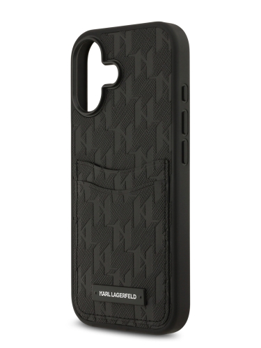 Karl Lagerfeld для iPhone 17 чехол PU Saffiano Monogram with Cardslot Hard Black