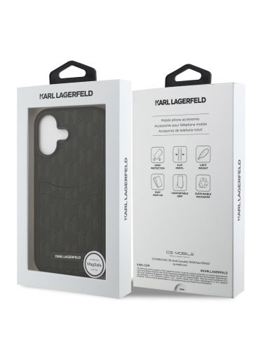 Karl Lagerfeld для iPhone 17 чехол PU Saffiano Monogram with Cardslot Hard Black