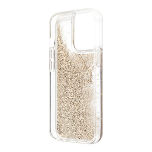 Чехол Guess Liquid glitter 4G Big logo Hard для iPhone 13 Pro, золотой