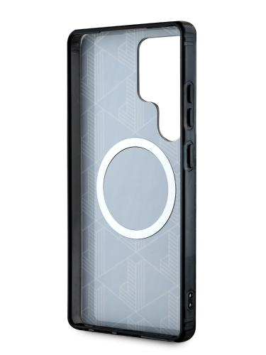 Lacoste для Galaxy S25 Ultra чехол PC/TPU Double layer Silver Croc logo Hard Black (MagSafe)