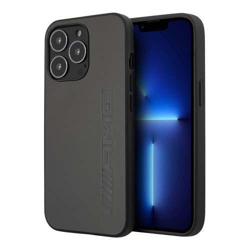 Кожаный чехол AMG Big logo Hard для iPhone 13 Pro, серый