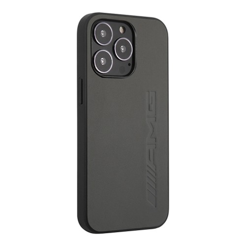 Кожаный чехол AMG Big logo Hard для iPhone 13 Pro, серый