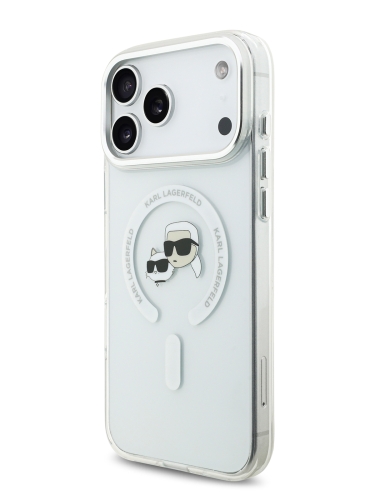 Karl Lagerfeld для iPhone 17 Pro Max чехол IML NFT Karl & Choup Heads Metal camera Hard White (MagSafe)