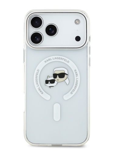 Karl Lagerfeld для iPhone 17 Pro Max чехол IML NFT Karl & Choup Heads Metal camera Hard White (MagSafe)