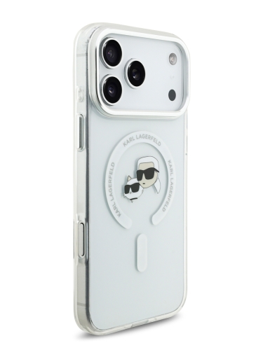 Karl Lagerfeld для iPhone 17 Pro Max чехол IML NFT Karl & Choup Heads Metal camera Hard White (MagSafe)