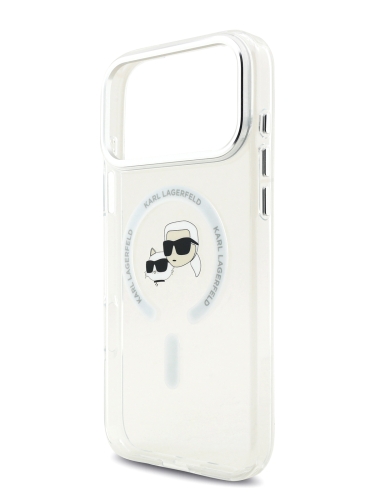 Karl Lagerfeld для iPhone 17 Pro Max чехол IML NFT Karl & Choup Heads Metal camera Hard White (MagSafe)